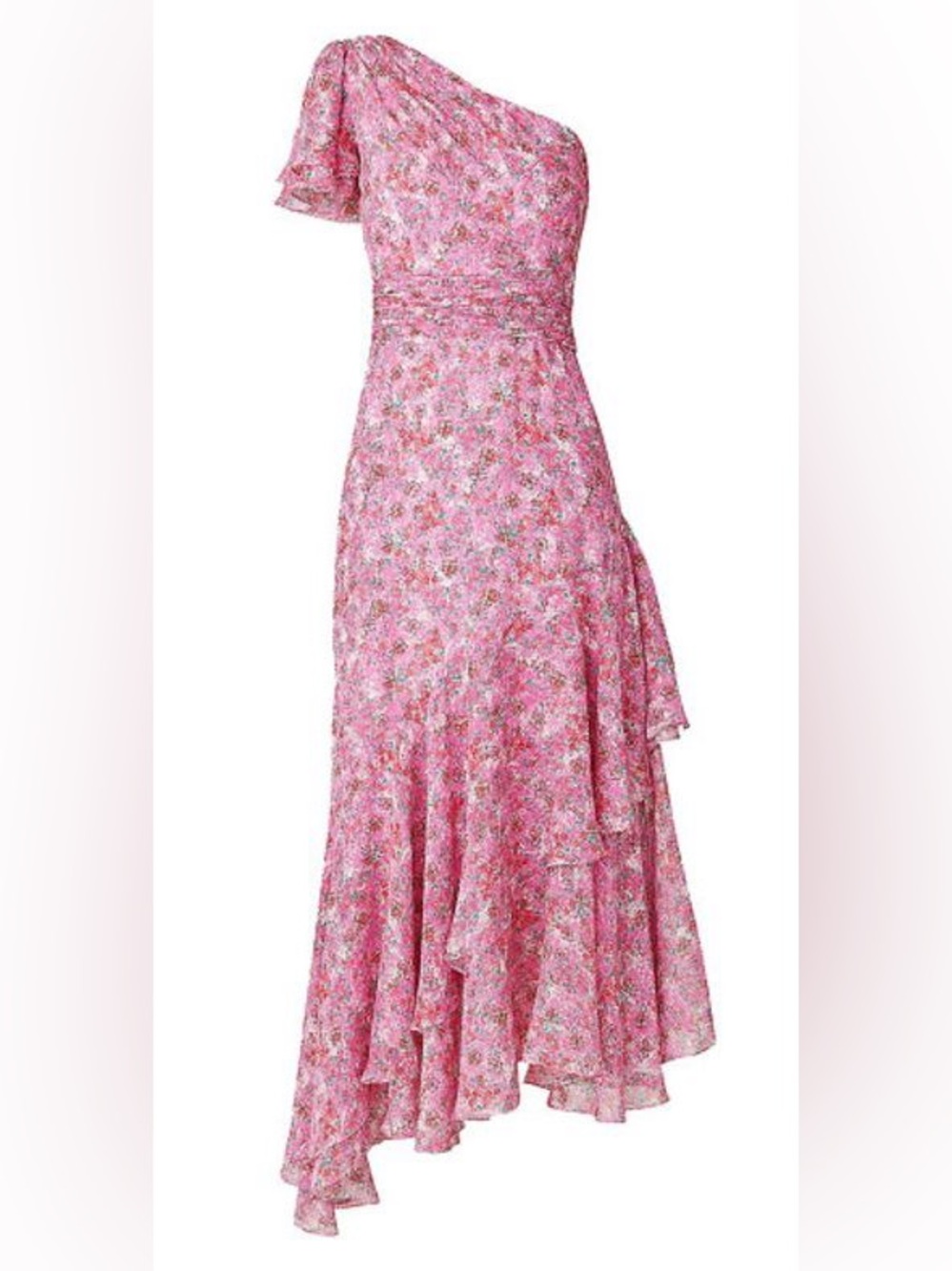 Shoshanna Midnight Pink Floral Melody Floral Chiffon Maxi Priya Ruffle Dress 10